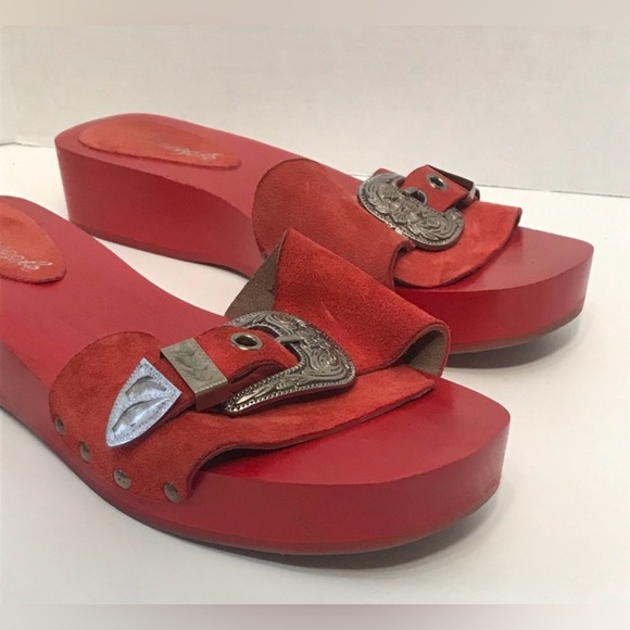 Free people Red Wood Westtown Slides Clogs 39 - Picture 9 of 12